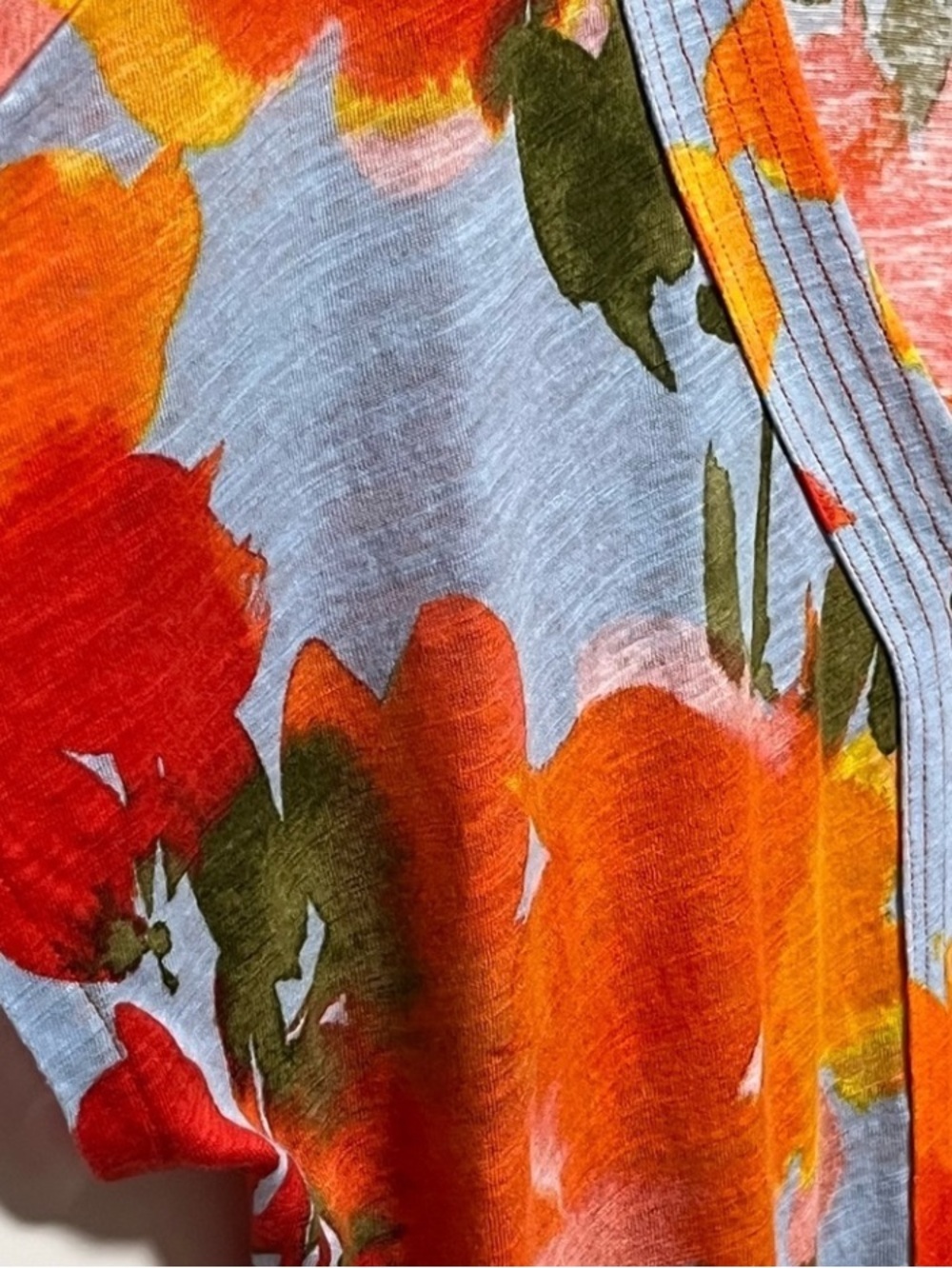 Joie Vibrant Colorful floral Linen blend cap sleeves Button-Up trendy Blouse top - Picture 5 of 7
